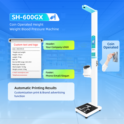 Coin Operated Digital Height Weight Bmi Blood Pressure Machine Ultrasonic Height and Weight Machine