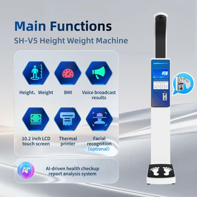 Máquina móvel da escala do IMC do peso da altura do equipamento de medição de SH-V5 Digitas
